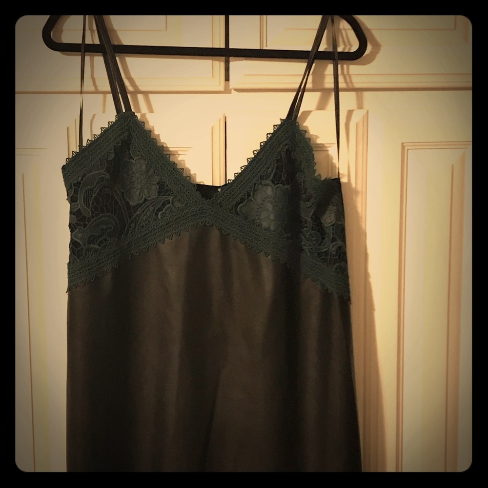 Zara: Faux Leather & Crochet Lace Strappy Dress - Picture 1 of 2